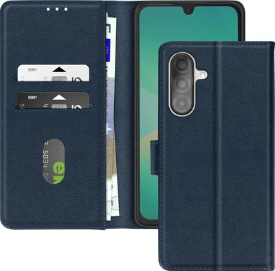 Immagine prodotto di Avizar, custodia a libro per Samsung Galaxy A26 con funzione portafoglio e supporto per video, blu notte