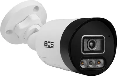 Imagen del producto de BCS -P-TIP14FSR3L3-Ai1, cámara de seguridad IP, para uso interior y exterior, con cable, para montaje en techo o pared, color blanco, forma de bala