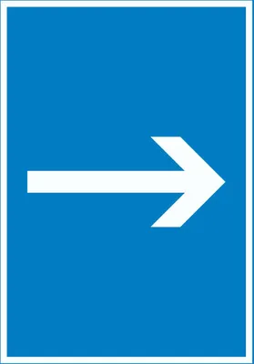 Produktbild von Richtungspfeil rechts Schild hochkant weiss blau Pfeil A0 (841x1189mm)