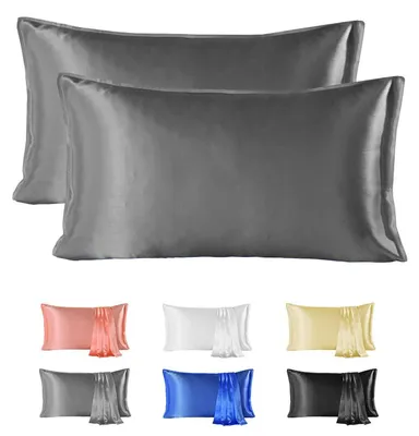 Produktbild von Set aus 2 Luxus Seidenkissenbezügen 50 x 75 cm, Grau
