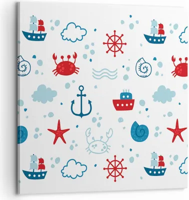 Produktbild von Bild auf Leinwand - Leinwandbild - Meer Boot Anker Schiff - 60x60cm - Wand Bild - Wanddeko - Leinwanddruck - Bilder - Kunstdruck - Wanddekoration - Leinwand bilder - Wandkunst - AC60x60-2889