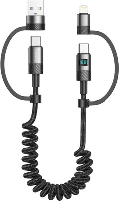 Productafbeelding van Xssive 4-in-1, uitrekbaar, 1,5 meter lang, oplaad- en datakabel: Lightning & USB-C naar USB-C & USB-A