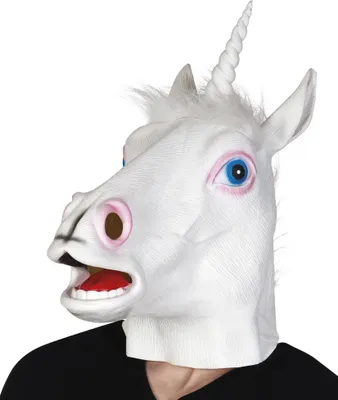 Produktbild von Maske Eenhoorn Latex Weiß mit Haar