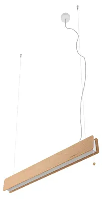Produktbild von Hängeleuchte Metall Holz H: max. 150 cm Eiche Weiß länglich warmweiß 3000 K 2300 lm Modern Pendelleuchte