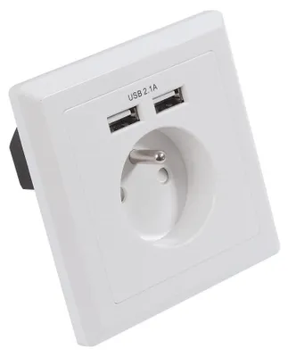 Obrázek produktu pro GEFOM 400250, zásuvka do vestavěné instalace, USB, bílá