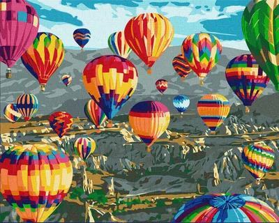 Zdjęcie produktu dla MALOWANIE PO NUMERACH Z RAMĄ Obrazy do malowania - Balonowe Niebo 50x40 cm
