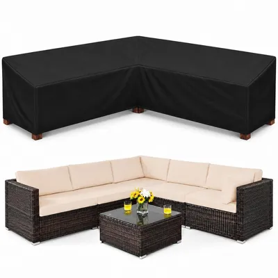 Produktbild von Gartenmöbel Abdeckung L-Form Wasserdicht Staubdicht Sonnenschutz Möbelabdeckung Schutzhülle für Ecksofa Möbelset Sitzgruppe, 215*215*87cm