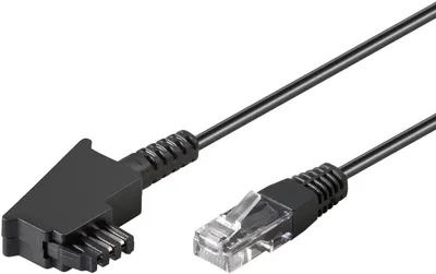 Zdjęcie produktu dla Goobay 51234 Kabel połączeniowy TAE-F do DSL / VDSL, 6 m, czarny - wtyczka TAE-F > wtyczka RJ45 (8P2C)