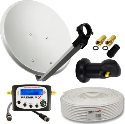 Produktbild von PremiumX Camping SAT Anlage 45cm Antenne Single LNB 10m Kabel SatFinder