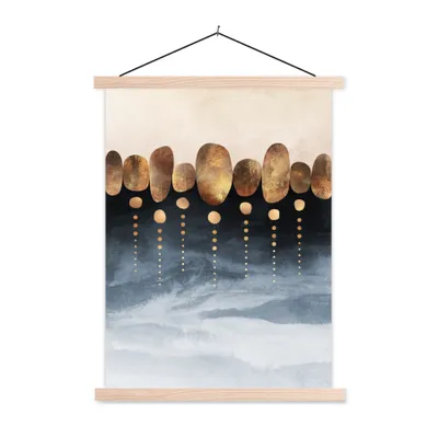 Produktbild von MuchoWow® Textilposter Gold - Abstrakt - Luxus 120x160 cm mit holzfarbenen Rahmen - Plakatkarton