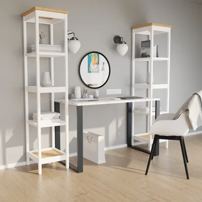 Obrázek produktu pro Psací stůl 102,5 x 61 cm s kovovými nohami Psací stůl, do pokoje, do kanceláře Rustikální - černý