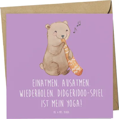 Produktbild von Mr. & Mrs. Panda Grußkarte Didgeridoo Yoga - Lavendeltraum - Geschenk, Atemtechnik, Musik, Instrument, Glückwunschkarte, doppelkarte, Lernen, tief, traditionell, Musiker