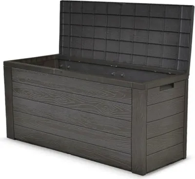 Produktbild von Auflagenbox/Gartenbox "Woody" H 58 x B 120 x T 46 cm, Holz Optik, Farbe Dunkelbraun; GTS178509