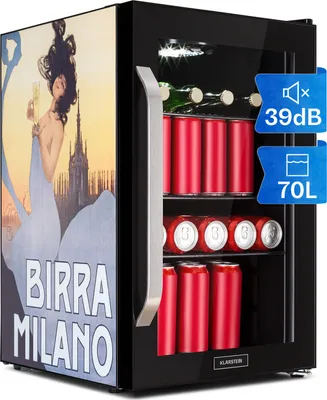 Produktbild von Klarstein Kühlschrank 70L, Kleiner Kühlschrank mit Herausnehmbaren Ablagen, Leiser Mini Kühlschrank mit Glastür & LED, Getränkekühlschrank Klein, Outdoor Geeignet, Biersafe für Flaschen, 0-10°C