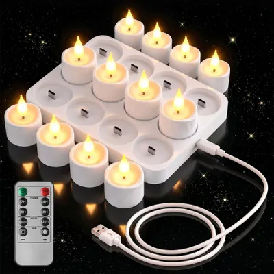 Obrázek produktu pro 12 kusů LED svíček na baterie, s dálkovým ovládáním a časovačem