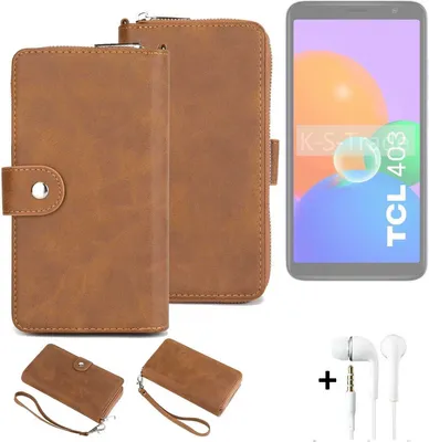 Produktbild von K-S-Trade 2in1 Handyhülle kompatibel mit TCL 403 + Kopfhörer Schutzhülle & Portemonnee Schutzhülle Tasche Handytasche Case Etui Geldbörse Wallet