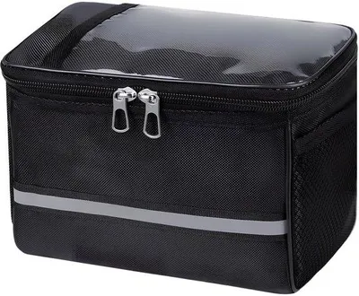 Zdjęcie produktu dla Wodoodporna, kompaktowa torba na kierownicę Unyqoos® o wymiarach 20 x 10 x 17 cm, wykonana z wytrzymałego materiału Oxford, z przezroczystą przegrodą z PVC, paskami odblaskowymi, 3 antypoślizgowymi paskami oraz zapięciem na rzep, przeznaczona do rowerów szosowych, rowerów górskich i rowerów elektrycznych