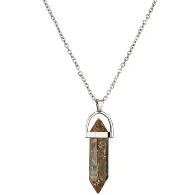 Produktbild von Einzigartige Agar Halskette in Braun/Grün - Naturstein Schmuck KP34114
