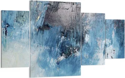 Produktbild von Bild auf Leinwand - Leinwandbild - 4 Teile - Abstraktion Blau Schwarz - 160x90cm - Wand Bild - Wanddeko - Wandbilder - Leinwanddruck - Bilder - Wanddekoration - Leinwand bilder - DL160x90-4155
