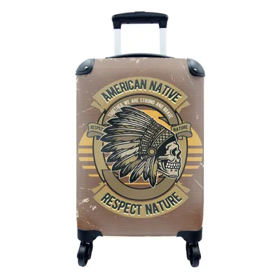 Produktbild von MuchoWow® Koffer Handgepäck Trolley Rollkoffer Kleine Reisekoffer mit 4 Rollen - Mancave - Amerika - Retro - Zitate - Cabin Size < 55x40x23 cm & 55x40x20 cm - Fotokoffer - Kabinenkoffer - Boardgepäck - Reise-Box - Reisekoffer - Reisegepäck - Koffer mit Bild - Trolley für Kinder