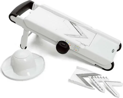 Produktbild von OXO – Good Grips – Verstellbare Mandoline mit V-Klinge mit 4 verschiedenen Schnittstärken