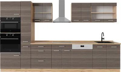 Produktbild von Küchenzeile Vicco R-Line Edelgrau/Goldkraft Eiche 350 cm ohne Arbeitsplatte, Model 53586