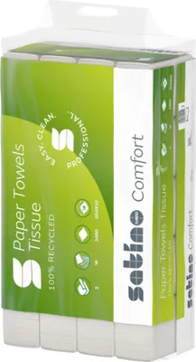 Produktbild von Satino by wepa Papierhandtücher comfort Interfold-Falzung 2-lagig 3.000 Tücher (277340)