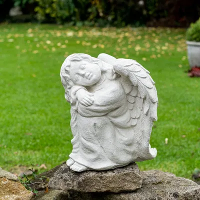 Produktbild von Engel schlafend | Steinguss, weiß | H 21 cm x T 17cm
