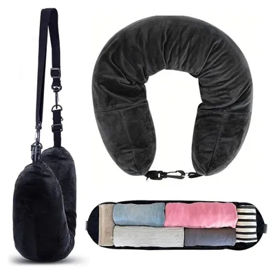Imagen del producto de Almohada de viaje en forma de U, rellena, ajustable, para soporte cervical, ideal para viajes en avión