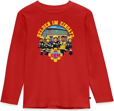 Produktbild von Spreadshirt Feuerwehrmann Sam™ Helden Im Einsatz Kinder Premium Langarmshirt, 122/128 (6 Jahre), Rot