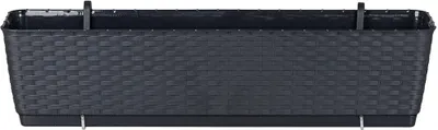 Image de NABBI Jardinière de balcon en plastique DRL600PW 59 cm - anthracite