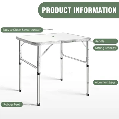 Immagine prodotto di Tavolo per laptop - Altezza regolabile da 20 a 70 cm - Pieghevole - 75 x 55 cm - Alluminio - Bianco