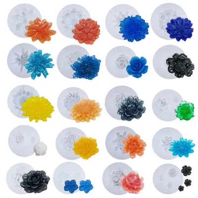 Produktbild von Silikonform für Sukkulenten, 20 Stück 3D-Blumenformen aus Epoxidharz, Rosen-Silikonform, Kristall-Silikonform für Epoxidharz, Kerzen, Seife