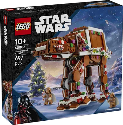 Productafbeelding van LEGO Star Wars 40806 Lebkuchen AT-AT - Kerstset voor kinderen, inclusief Darth Vader minifiguur en lichtzwaard - Decoratie voor de kersttijd - Cadeau voor jongens en meisjes vanaf 10 jaar en voor fans