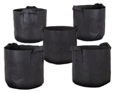 Produktbild von 5er Set Vliesstoff Pflanzsack 50x30 cm 56L wiederverwendbar, verstärkte Tragegriffe, gegen Staunässe