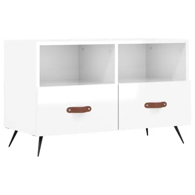 Image de vidaXL Armoire TV blanc brillant 80x36x50 cm Bois composite