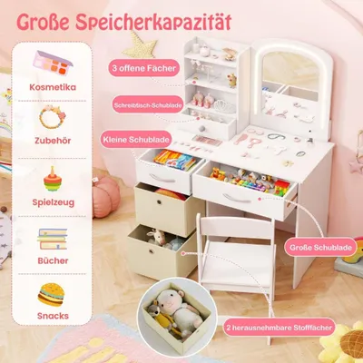 Imagen del producto de Tocador infantil con iluminación.Tocador infantil con espejo.Tocador.Blanco