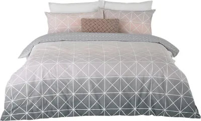 Image de Furn - Parure de lit "Spectrum" - Polyester/Coton mélangé RV1606 (lit simple) (Gris/Rose)