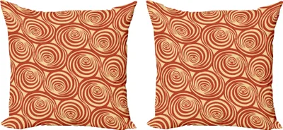 Obrázok produktu pre ABAKUHAUS Retro súprava obliečok na vankúš (2 kusy), staromódny abstraktný dizajn - umelecký dekor, 40 x 40 cm, hrdzavá a bledožltá