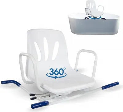 Produktbild von Badewannensitz Senioren Mobiclinic 360º drehbar, Drehstuhl Dusche Duschstuhl mit Armlehnen und Rückenlehne Wannensitz Senioren Verstellbar Lago