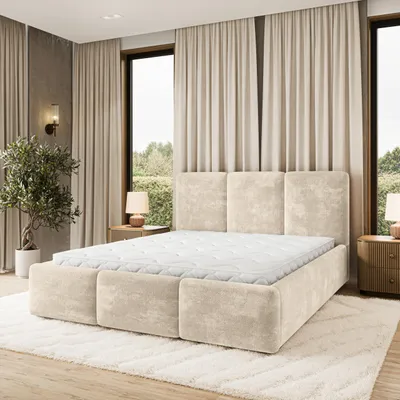 Produktbild von Masseno Polsterbett MORENA LM 160x200 cm, Polsterbett mit Bettkästen - Creme, LUMO 55