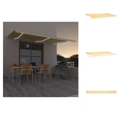 Produktbild von vidaXL Automatische Markise mit LED & Windsensor 600x350 cm Gelb/Weiß -  Markisen