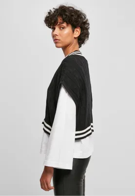 Produktbild von Urban Classics - Damen Cropped College Strickpullunder BLACK L