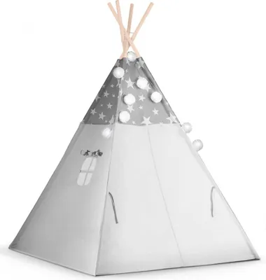 Obrázok produktu pre Nukido 740020 Dětské teepee s girlandou a světýlky - šedé s hvězdičkami