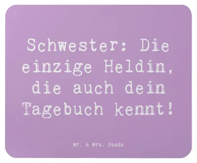 Produktbild von Mr. & Mrs. Panda Mouse Pad Spruch Schwester Heldin - Lavendeltraum - Geschenk, mauspad laptop, Erinnerungen, Dankeschön, Mousepad, Familie, pc, Geschwisterliebe, Lächeln