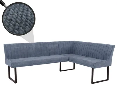Obrázok produktu pre Rohová lavica HWC-O82, jedálenská lavica, Öko-Tex (310 g/m²) ženilková látka/textil s kovovými prvkami, 210 x 159 cm ~ modrá