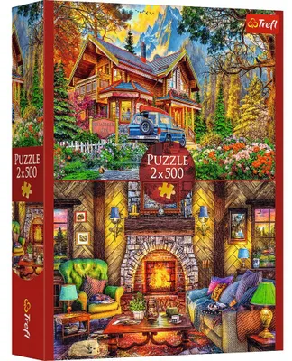 Produktbild von Winterliche Bergwelt: 2x500 Teile Puzzle-Set Abenteuer & Hütte