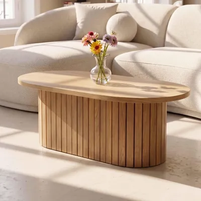 Produktbild von Ovaler Couchtisch aus dunklem Holz-Melamin - Oviala Elena