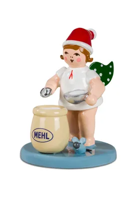 Produktbild von Holzfigur Bäckerengel mit Mehlsack ohne Krone Höhe 6,5cm NEU