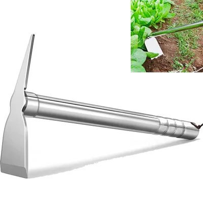 Produktbild von Edelstahl Gartenhacke, Unkrautentferner, praktische Gartengeräte für den Außenbereich, ideal für Bodenbearbeitung, Anbau und Pflege von Pflanzen.